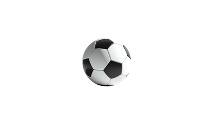 Spherical, black and white soccer ball against a dark background