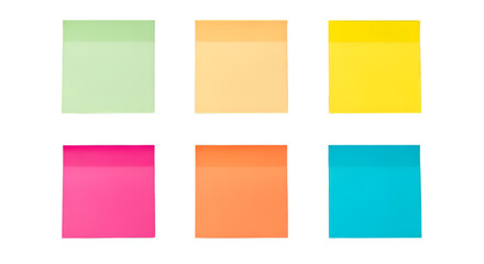 Fototapeta premium Six Square Sticky Notes in Pastel and Bright Colors