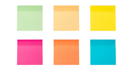 Six Square Sticky Notes in Pastel and Bright Colors