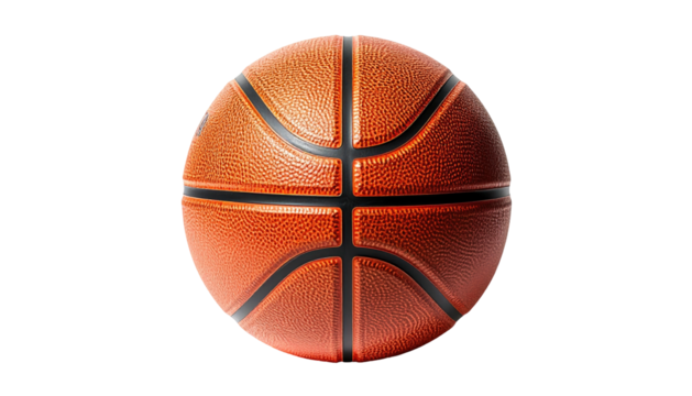 Orange basketball with black seams centered on a dark background