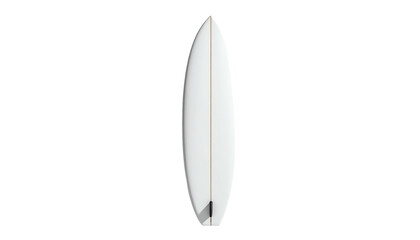 Glossy white surfboard, centered, with a long, sleek design