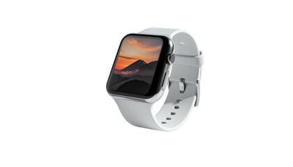 Modern smart watch with landscape on screen