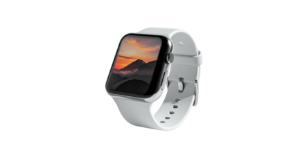 Modern smart watch with landscape on screen