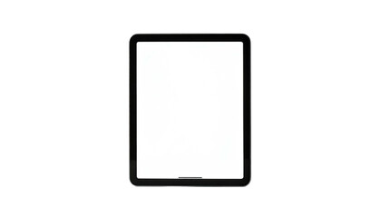 Tablet with blank white screen against a stark black backdrop