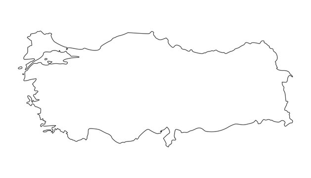 Turkey outline map. Turkey map vector. Turkey map on white background