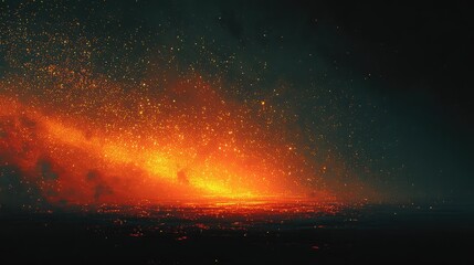 Glowing cosmic dust creating starry abstract landscape