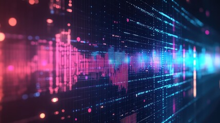 Digital data analyzing financial market trends on screen