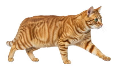 Orange tabby cat walking transparent background cutout png