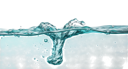 Water splash impact with bubbles transparent background cutout png
