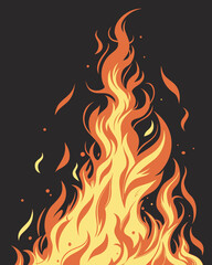 Isolated Fire Flames on Black Background