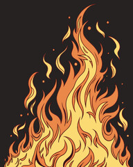Isolated Fire Flames on Black Background