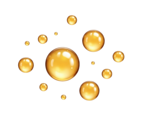 Golden bubbles abstract design transparent background cutout png