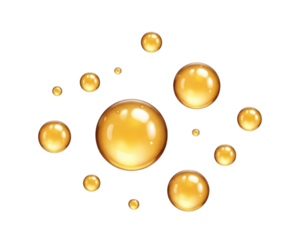 Golden bubbles abstract design transparent background cutout png
