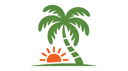 Fototapeta premium Tropical palm tree and sun logo