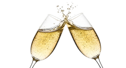 Two Champagne Glasses Clinking with Bubbles image graphic