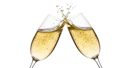 Two Champagne Glasses Clinking with Bubbles image graphic