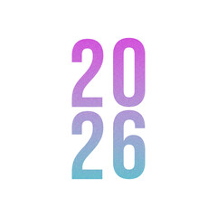 Abstract Grainy Gradient Year 2026 PNG Design. Isolated Modern New Year Future Concept Transparent Background
