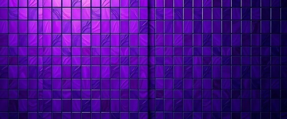 Intricate textured wall of deep purple-violet tiles , shadow, vintage