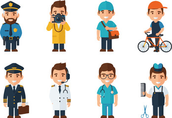 Diverse Professions A Collection of Illustrated Characters in Various Occupations