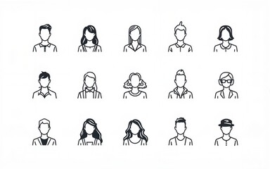 Team icon set. Outline Icon Collection. Editable stroke. Vector illustration. High quality