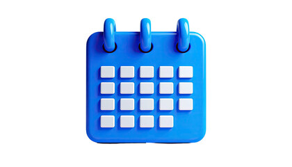 3D, blue calendar with squares on a black background