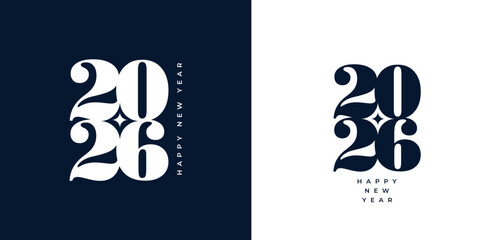 2026 Happy New Year. Happy New Year 2026 Text Design. 2026 typography logo design. Vector illustration