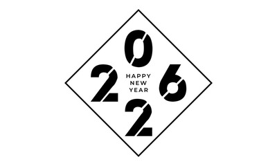 2026 Happy New Year. Happy New Year 2026 Text Design. 2026 typography logo design. Vector illustration