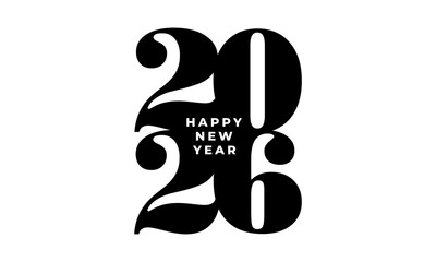 2026 Happy New Year. Happy New Year 2026 Text Design. 2026 typography logo design. Vector illustration