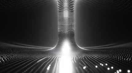 Digital wave particles creating data stream funnel