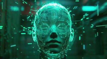 Artificial intelligence human head processing digital data