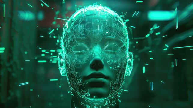 Artificial intelligence human head processing digital data