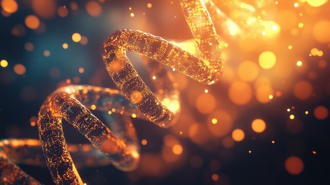 Glowing dna helix representing science and biotechnology research