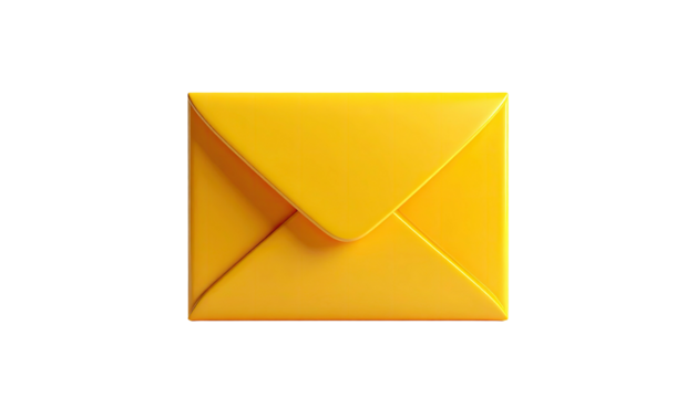 Glossy golden envelope isolated on black background