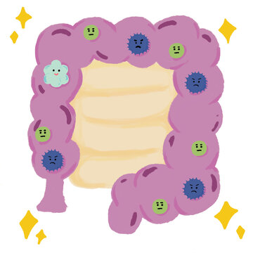 菌と悪い腸内環境のイラスト