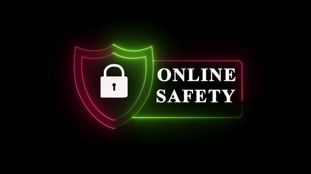 Online Safety Secure Web Browsing Concept. security system sign in idea black Background. 4k vedio.