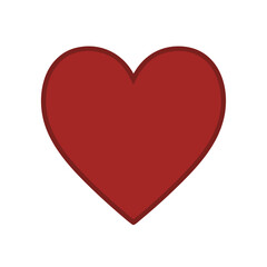 Simple flat drawn heart for Valentine's Day in natural colors, isolated on white background with copy space 