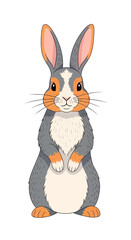 Cute Calico Rabbit Illustration - Standing Cartoon Bunny Vector