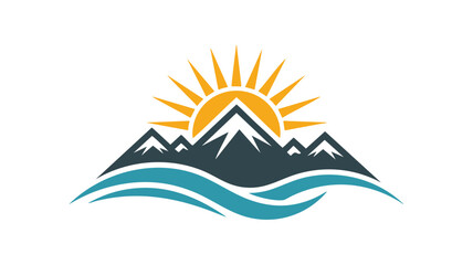 Obraz premium Sunrise over mountains and waves