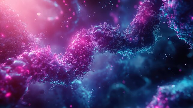 Futuristic dna structure forming, showing genetic research and biotechnology