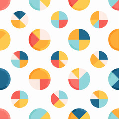 Obraz premium Colorful Pie Chart Pattern Seamless Background for Data Visualization and Analytics
