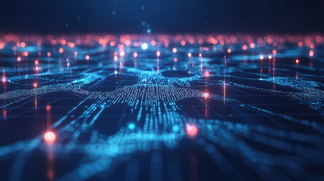 Digital skull cyberspace network with glowing data connection