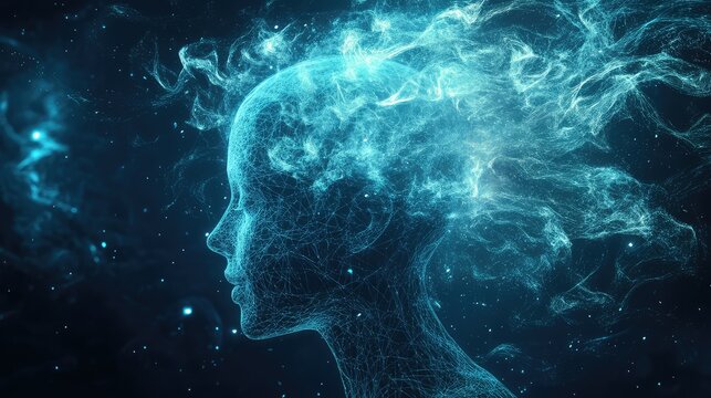 Human mind creating artificial intelligence consciousness concept