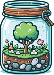 Charming Miniature Ecosystem in a Glass Jar Terrarium
