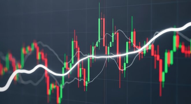 Stock market chart with price trend analysis showing growth and decline during trading session for investment decisions and economic forecasting