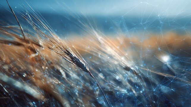 Wheat field connecting with digital network technology