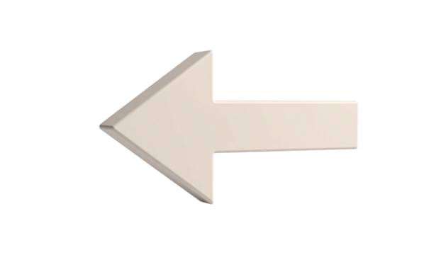 Light beige, 3D arrow pointing left against black backdrop