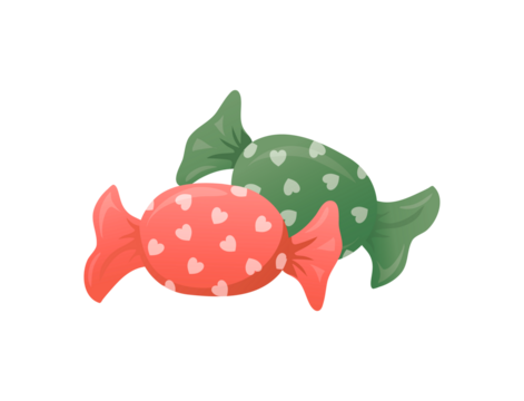 candies in red and green wrappers isolated on transparent background . - Powered by Adobe