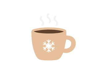 Hot tea with steam on isolated background.
