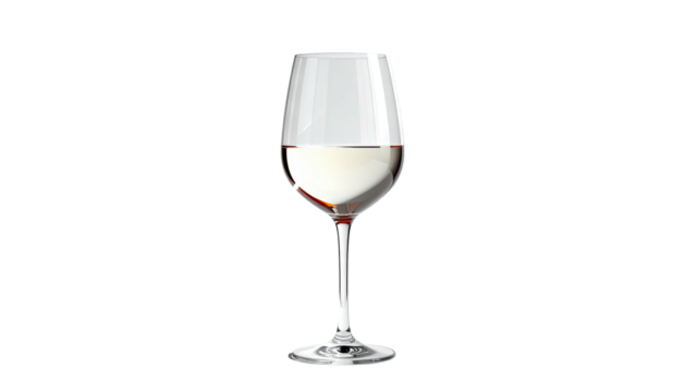 Wine glass with light liquid against a black background