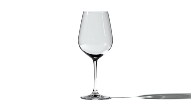 Wineglass centered against dark backdrop, elongated shadow visible